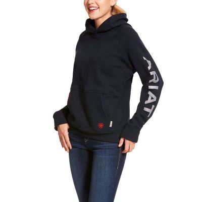 Ariat FR Primo Fleece Logo Lacivert Kapşonlu Sweatshirt Bayan (11982-004)